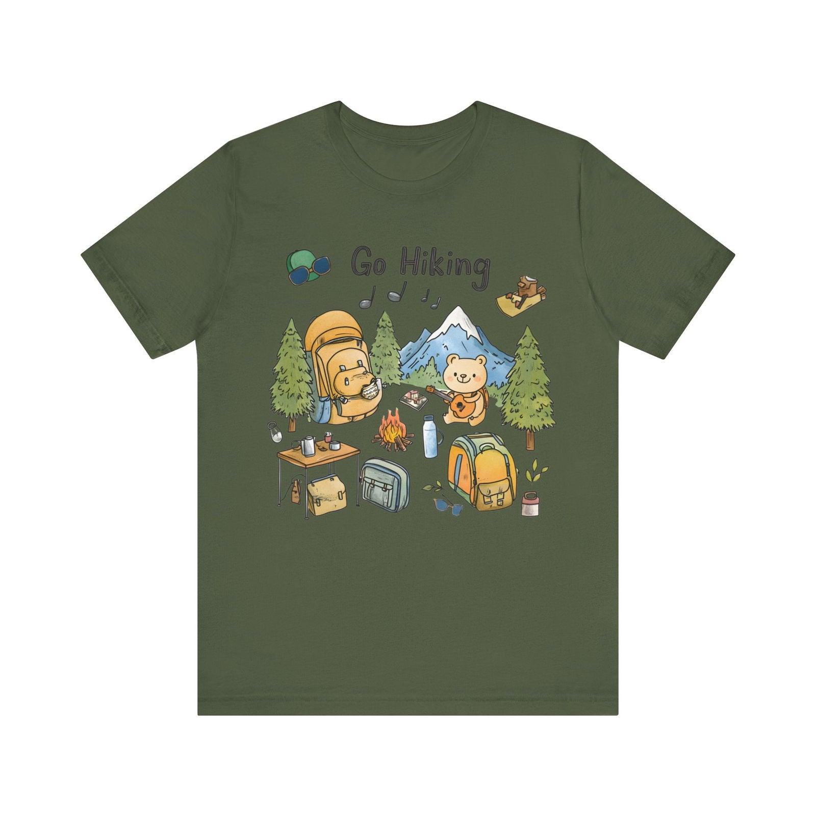 Hiking Adventure Buddies T Shirt | Military Green Twill Tees